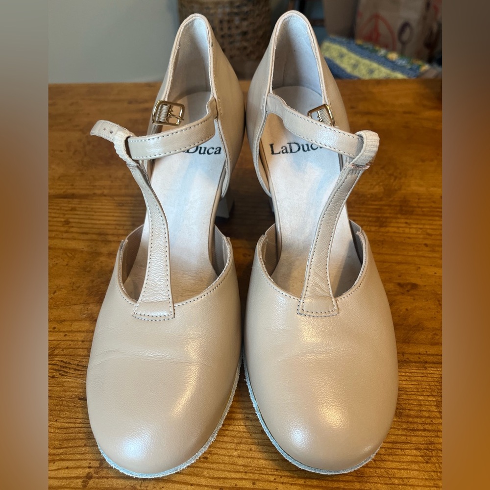 Laduca Shoes Theresa 3inch Tan Dance Heel Size 37W with bag